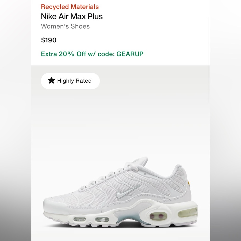 Nike Air Max Tn Plus Violet Frost |White and Lilac| Size: 5.5 Youth, 7 Women’s